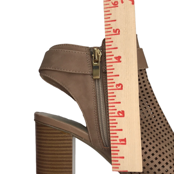 ANA TROUT—Wm’s Taupe Open Toe/Heel Mesh Ankle Sandals Stacked 3”Heel Side Zip—6M - Picture 14 of 16